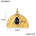 Detailed specs of water-ripple metal pendant with blue stone inlay and dimensions - Dark Blue