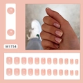 Uñas postizas de manicura francesa blanca clásica en forma cuadrada corta, set de 24 - Estilo de pegamento francés simple (W1754)