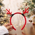 Festive Christmas reindeer antler headband with red velvet and gold sequins for parties - Antler Red