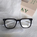 Retro square frame kids sunglasses in black and white finish with star rivets - Copper Film Black Frame White Lens