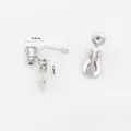 Silver clip-on earring converter with screw back design for non-pierced ears in 17.8mm size - Type 9 Bullet Triangle Clip Converter White Gold