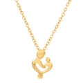 Minimalist gold mother and child heart necklace with sparkling clear diamond accents - KC Gold Mother Child Heart (K-619)