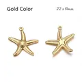 Golden hollow starfish pendant in stainless steel with 18k plating and 22x19mm size - Gold - Starfish (Large)