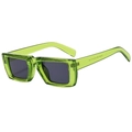 Stylish oversized lime green square sunglasses with dark grey lenses for fashion wear - Transparent Green C02
