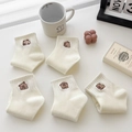 Set di 5 paia di calze in cotone crema con ricamo a orsetto e polsini a costine - Stile Misto / 5 Paia