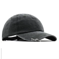Detailed side view of dark grey washed denim baseball cap with stylish metal rings - L (58-60cm) / Army Green