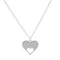 Minimalist silver heart necklace featuring a unique double hollow heart-shaped pendant - Silver Hollow Double Heart (X547)