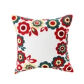 Square pillowcase with red and yellow towel embroidery floral patterns on white fabric - 45*45cm (No Core) / Pastoral Style 5 (Red Flower)