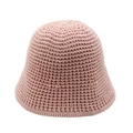 Detailed close-up of hollow knit texture on a mauve sun hat showing breathable stitching - Hollow Mesh Style / Pink