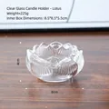 Portacandele a loto in vetro trasparente stile europeo per matrimoni e decoro, 8 cm diametro - Portacandele a Loto in Vetro a Grana Fine / 8*4cm