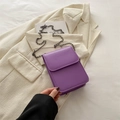 French minimalist purple leather mini chain crossbody bag for women summer style - Purple