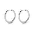 Minimalist silver mirror polished stainless steel hoop earrings in medium size - 2.5*16mm / Steel