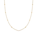 Minimalist gold titanium steel necklace featuring small metal beads and a central white pearl - Artificial Pearl Rice Bead Chain Necklace ([H46]) / Gold