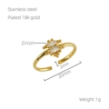 Golden stainless steel open ring with two marquise-cut cubic zirconia in 18k gold plating - Christmas Tree Style (ZX728)