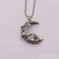 Collana vintage in argento con ciondolo a mezzaluna e teschio per uomini - Catena a sfere in acciaio inossidabile
