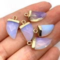 Opalite stone chili shape faceted pendants with gold-plated bail for jewelry making - 10x20mm / Opal