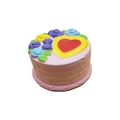 Pink heart-shaped cake slow rebound squishy toy with floral details and brick texture - Pink Heart Cake