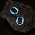 French style light blue enamel streamline earrings on black volcanic rock background - Blue (EH0189 Blue)