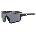 Lunettes de soleil de sport noir mat avec verres C1 gris foncé pour cyclisme - Monture Noire Verres Gris