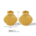 Elegant gold shell-shaped stainless steel stud earrings 12mm size for women - Shell Wave Style (EH81) / Gold
