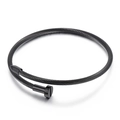 Men's minimalist black stainless steel cable twisted nail cuff bracelet with screw head - Black (KB169161-NT)