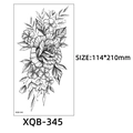 Black and white floral sketch tattoo sticker XQB-345 in 114x210mm temporary tattoo design - Floral Line Art Sketch (XQB-345)