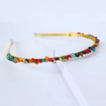 Golden bridal crown headband with multicolored natural crystal chips and stones - Single Row / Colorful Shell-Single Row