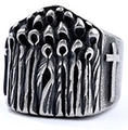 Anello punk da uomo in acciaio inossidabile con figure gotiche e croce in argento antico - US 7 / Argento Antico