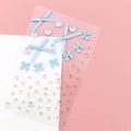 DIY blue ribbon bows and iridescent rhinestone facial stickers for creative makeup - Blue Flower Butterfly Jewels (BJA-645)