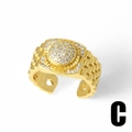 Goldener zweischichtiger offener Ring mit Zirkonia und Strukturmuster Modell C - Stil C-Quadratisch Pavé