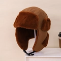Colbacco marrone scuro per bambini in pelle scamosciata con fodera in peluche invernale - Bambini 3-10 Anni / Caffè Scuro