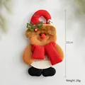 Gingerbread bear plush Christmas ornament with red scarf and 25cm height label - Round Wood Plate/Holly Decoration / Style F Reindeer