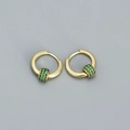 Orecchini a cerchio in argento sterling dorato con perla cilindrica in zirconi verdi - Argento 925 / Oro (Pietra Verde)