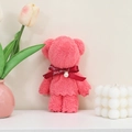 Pink coral fleece towel bear with red ribbon and pearl for wedding gift favors - Little Bear Nordic Pink / 30*30 (with Balls And Pearls)