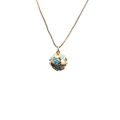 Gold star ball pendant necklace with blue smiley face enamel on fine box chain - Blue Smile Face