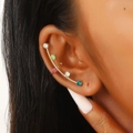 Boucle d'oreille ear cuff dorée ornée de zircons ronds colorés pour femmes élégantes - Style Diamant Coloré Or KC Moyen (N-049)