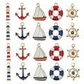 Set di ciondoli marini in lega con ancora e barca a vela per gioielli fai-da-te - Serie Nautica Mista da 20 Pezzi (10 Stili x 2)