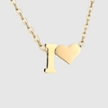 Cavigliera dorata minimalista con lettera I e ciondoli a cuore su catena a maglie - Oro-I