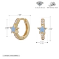 Detailed view of s925 silver star earring with blue enamel and zircon measurements - 925 Silver / Blue Drip Oil (Gold Plated 925 Silver)