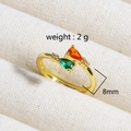 18K gold plated ring featuring green and orange pear cut stones and micro pave CZ - Pear Shape Green And Orange Gemstones (款式11)