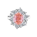 Elegant S925 silver ring featuring an oval pink gemstone and pear-cut diamond accents - FDJZ-096 Padparadscha Pink