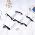 Elegant white jewelry gift boxes with black silk ribbons in various square and rectangular sizes - Matte White (with Inner Support) / 5*5*3.5CM