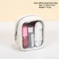Small white PU and PVC cosmetic bag with metal zipper, size 11.5x6x13.5cm and 116.4g weight - White Small Handbag