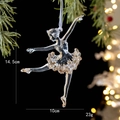 Décoration de Noël ballerine en acrylique transparent avec paillettes dorées et cordon argenté - Danseuse de Ballet