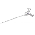Silver liquid metal butterfly hair pin with a purple crystal gemstone inlay - Deer Head Style / Silver Deer Head/Purple Rhinestone