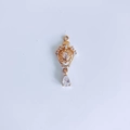Detailed view of 18K gold plated hollow crown water drop pendant with micro zircon - Orange Red-6#