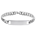 Armband aus Titanstahl mit kubanischer Kette und blankem rechteckigem Gravurschild - Ohne Verlängerungskette Stil / Silber ohne Verlängerungskette