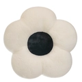 Plush flower cushion with white petals and black center for office chairs - White [Black Center]