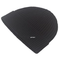 Classic black ribbed knit wool blend cuffed beanie with sport tag for winter warmth - Adjustable / Black