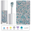 Detail of glitter gel with hexagonal stars and heart sequins in mixed sizes 0.2-3mm - Silver Blue Mixed ZL497